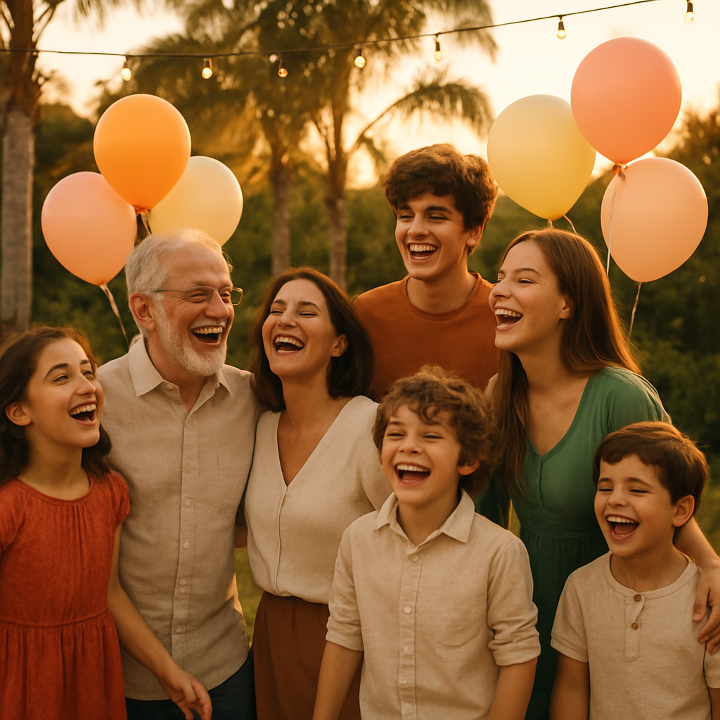 Families celebrating together at a joyful outdoor event in Miami